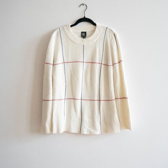 Bobeau Sweater with Blue & Red Grid Pattern - Picture 1 of 2